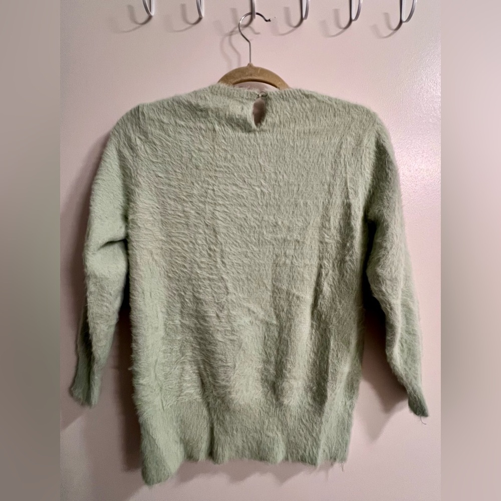 Anthropologie Rosie Neira | Women’s Mint Green 3/4 Length Crew Neck Sweater - Picture 8 of 11